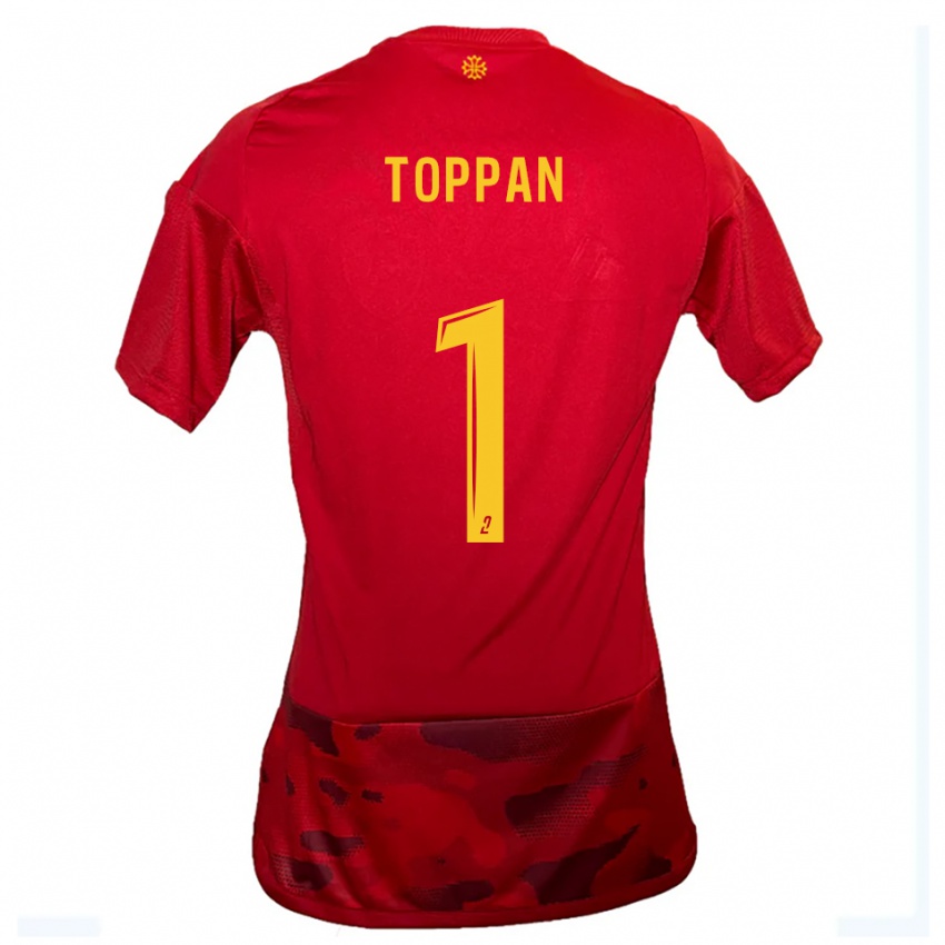 נשים Mae Toppan #1 אדום צהוב ג'רזי ביתית 2025/26 חולצה קצרה