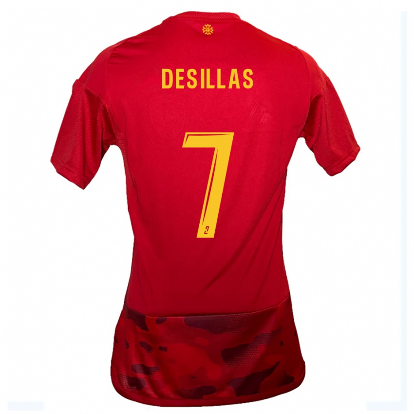נשים Audric Desillas #7 אדום צהוב ג'רזי ביתית 2025/26 חולצה קצרה