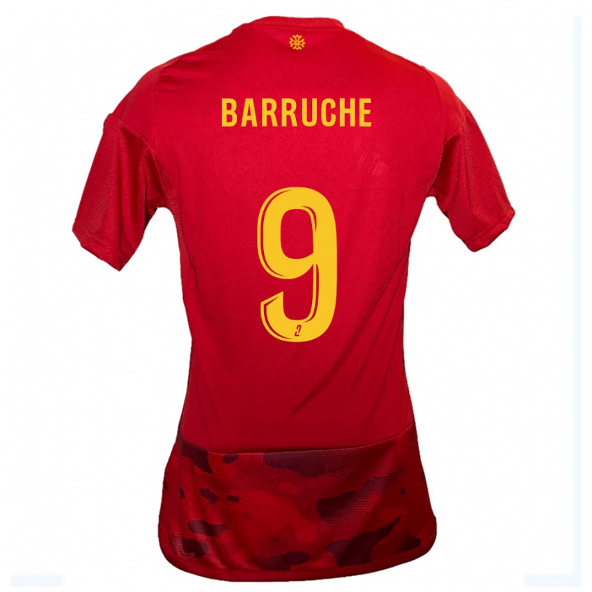 נשים Théo Barruche #9 אדום צהוב ג'רזי ביתית 2025/26 חולצה קצרה