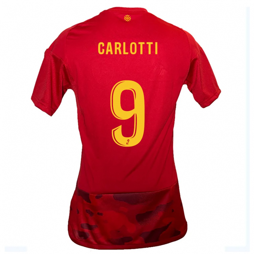 נשים Fabio Carlotti #9 אדום צהוב ג'רזי ביתית 2025/26 חולצה קצרה
