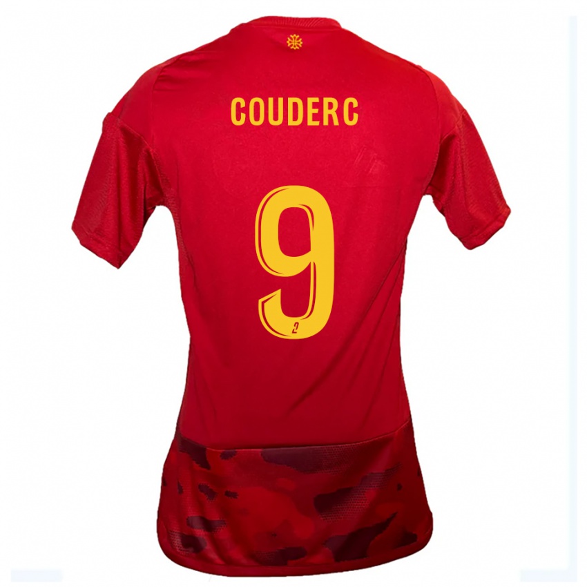 נשים Enzo Couderc #9 אדום צהוב ג'רזי ביתית 2025/26 חולצה קצרה