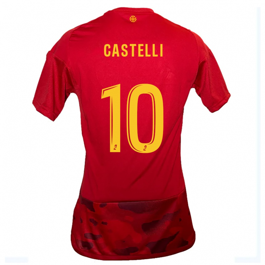 נשים Fabio Castelli #10 אדום צהוב ג'רזי ביתית 2025/26 חולצה קצרה