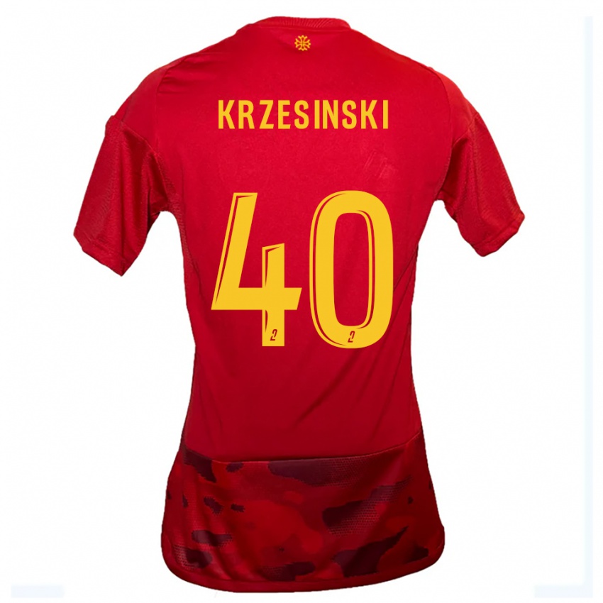 נשים Clément Krzesinski #40 אדום צהוב ג'רזי ביתית 2025/26 חולצה קצרה