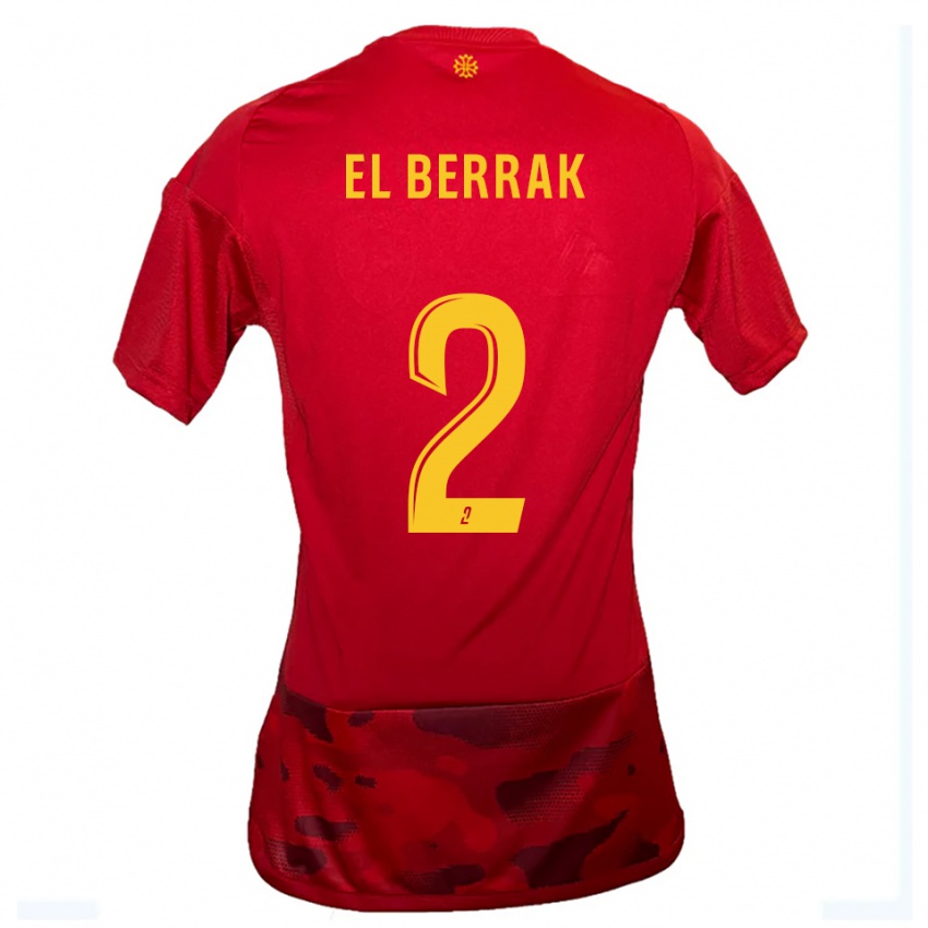 נשים Nael El Berrak #2 אדום צהוב ג'רזי ביתית 2025/26 חולצה קצרה