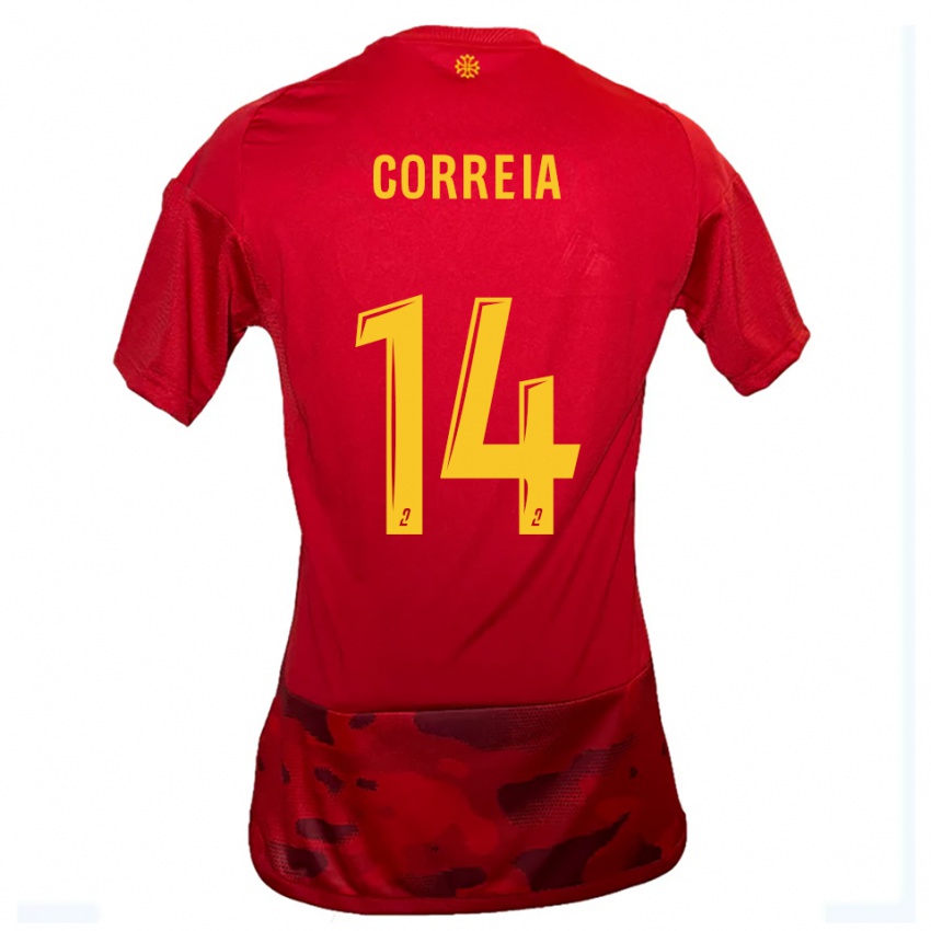 נשים Tiago Correia #14 אדום צהוב ג'רזי ביתית 2025/26 חולצה קצרה