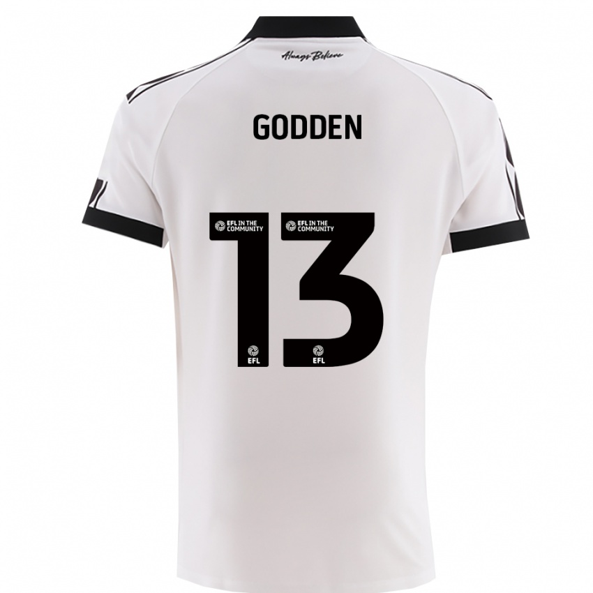 נשים Freddie Godden #13 לבן שחור הרחק ג'רזי 2025/26 חולצה קצרה