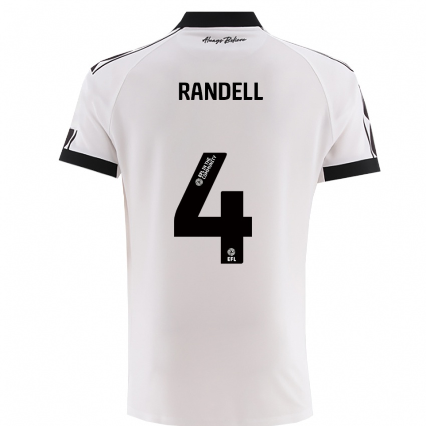 נשים אדם רנדל #4 לבן שחור הרחק ג'רזי 2025/26 חולצה קצרה