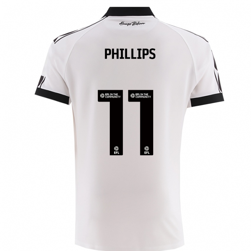 נשים בילי פיליפס #11 לבן שחור הרחק ג'רזי 2025/26 חולצה קצרה