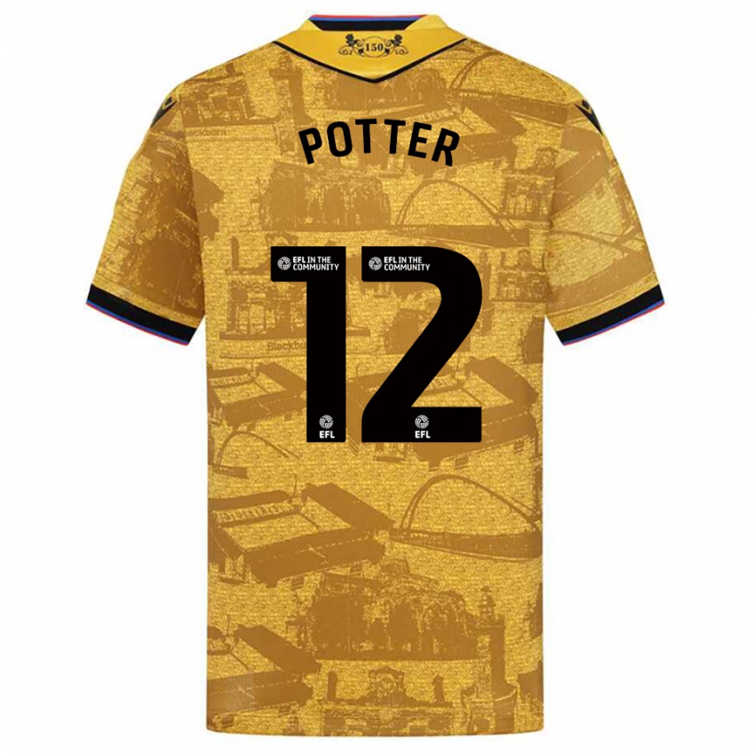 נשים Aaron Potter #12 זהב שחור הרחק ג'רזי 2025/26 חולצה קצרה