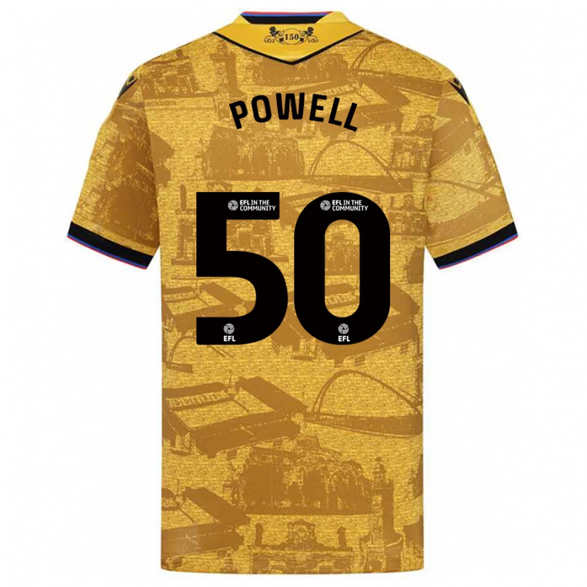 נשים Brandon Powell #50 זהב שחור הרחק ג'רזי 2025/26 חולצה קצרה