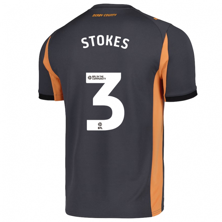 נשים George Stokes #3 אפור כתום שחור הרחק ג'רזי 2025/26 חולצה קצרה