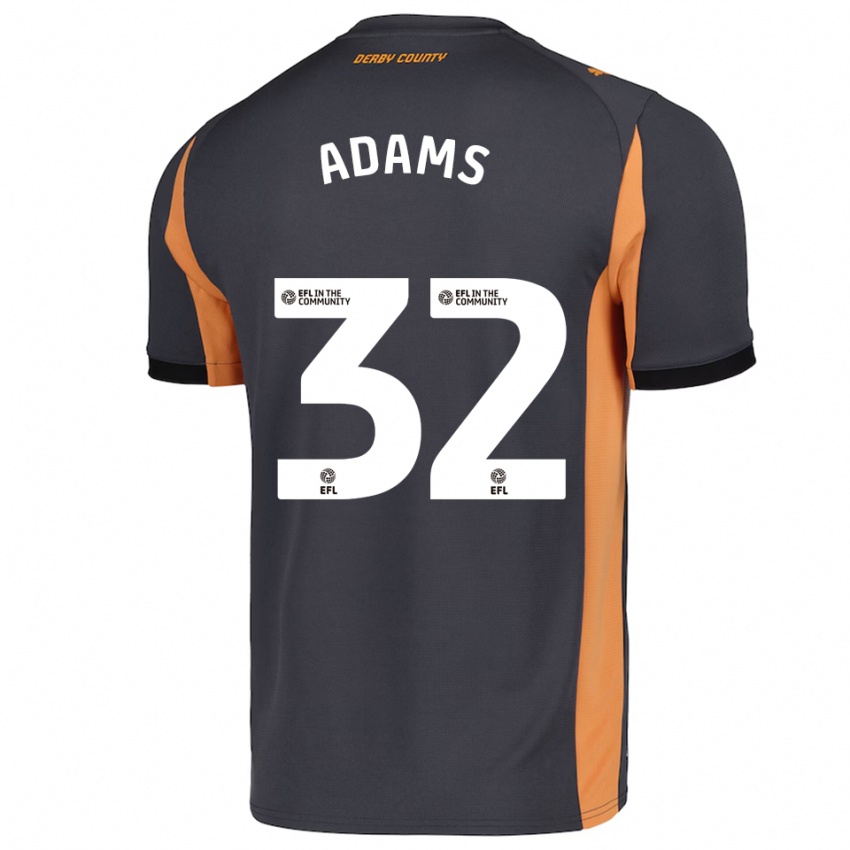 נשים אבו אדמס #32 אפור כתום שחור הרחק ג'רזי 2025/26 חולצה קצרה