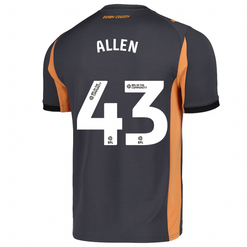 נשים Cruz Allen #43 אפור כתום שחור הרחק ג'רזי 2025/26 חולצה קצרה