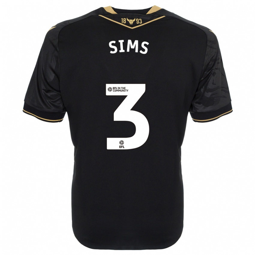 נשים Gemma Sims #3 שחור זהב הרחק ג'רזי 2025/26 חולצה קצרה