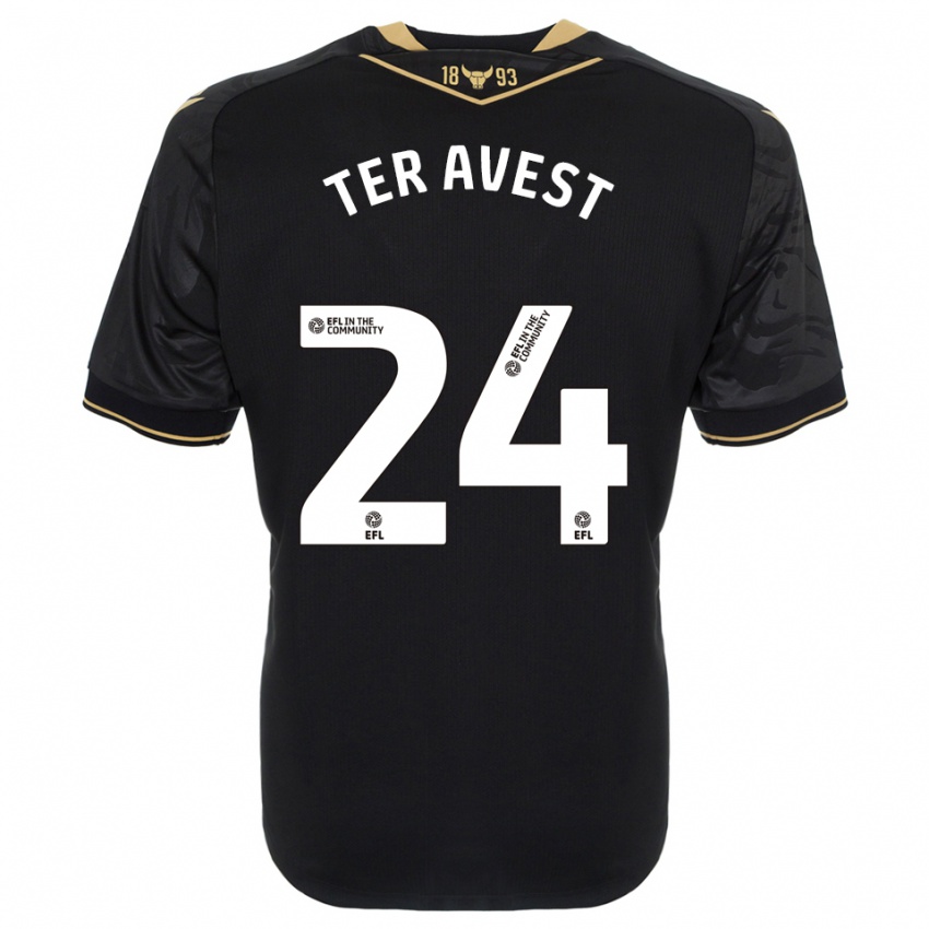 נשים Hidde Ter Avest #24 שחור זהב הרחק ג'רזי 2025/26 חולצה קצרה