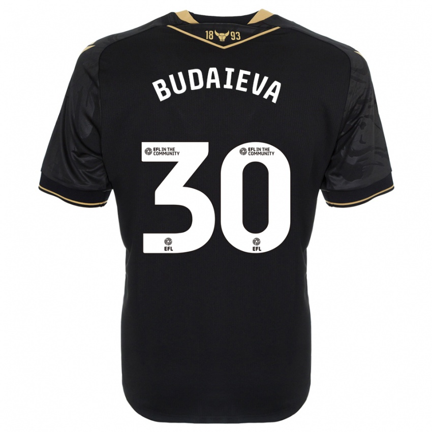 נשים Vitallia Budaieva #30 שחור זהב הרחק ג'רזי 2025/26 חולצה קצרה