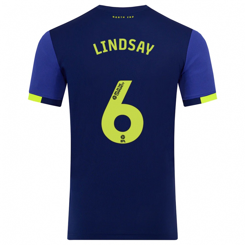 נשים ליאם לינדזי #6 כחול נייבי צהוב הרחק ג'רזי 2025/26 חולצה קצרה