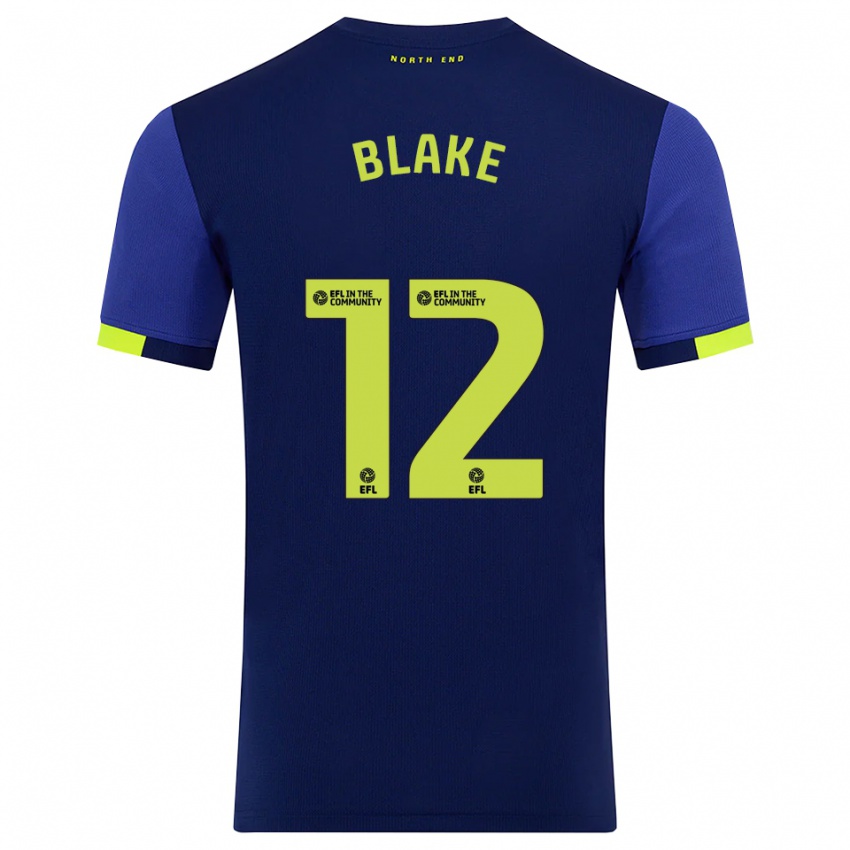 נשים Joe Blake #12 כחול נייבי צהוב הרחק ג'רזי 2025/26 חולצה קצרה