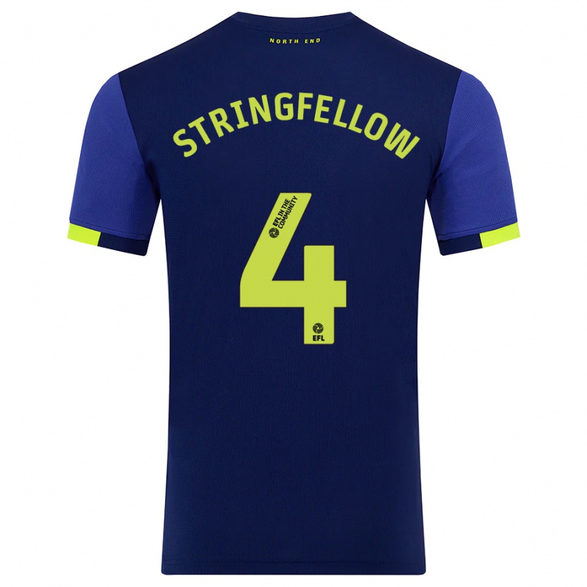 נשים Harry Stringfellow #4 כחול נייבי צהוב הרחק ג'רזי 2025/26 חולצה קצרה