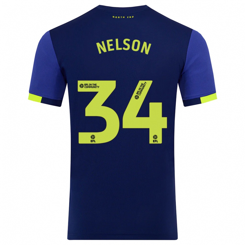נשים קיט אדווארד נלסון #34 כחול נייבי צהוב הרחק ג'רזי 2025/26 חולצה קצרה
