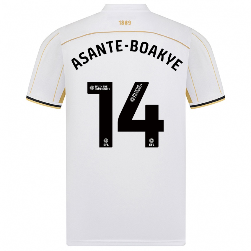 נשים Max Asante-Boakye #14 לבן זהב הרחק ג'רזי 2025/26 חולצה קצרה