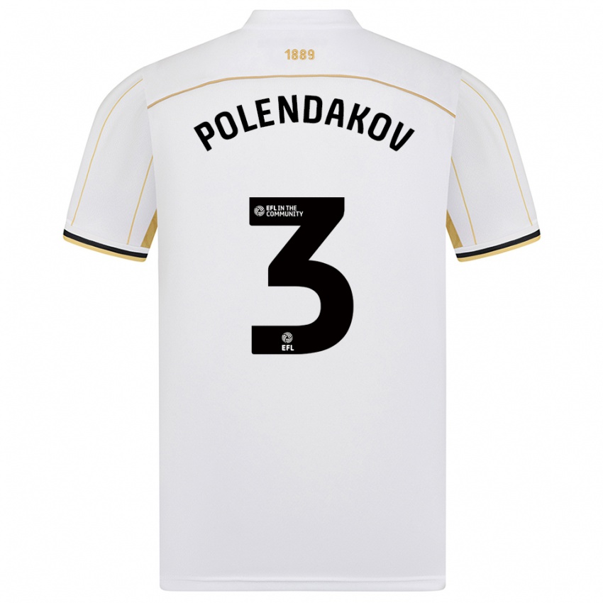 נשים Mihail Polendakov #3 לבן זהב הרחק ג'רזי 2025/26 חולצה קצרה