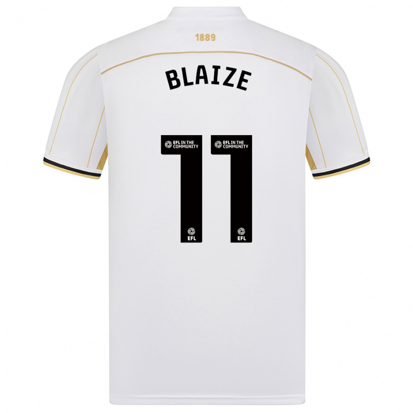 נשים Jackson Blaize #11 לבן זהב הרחק ג'רזי 2025/26 חולצה קצרה