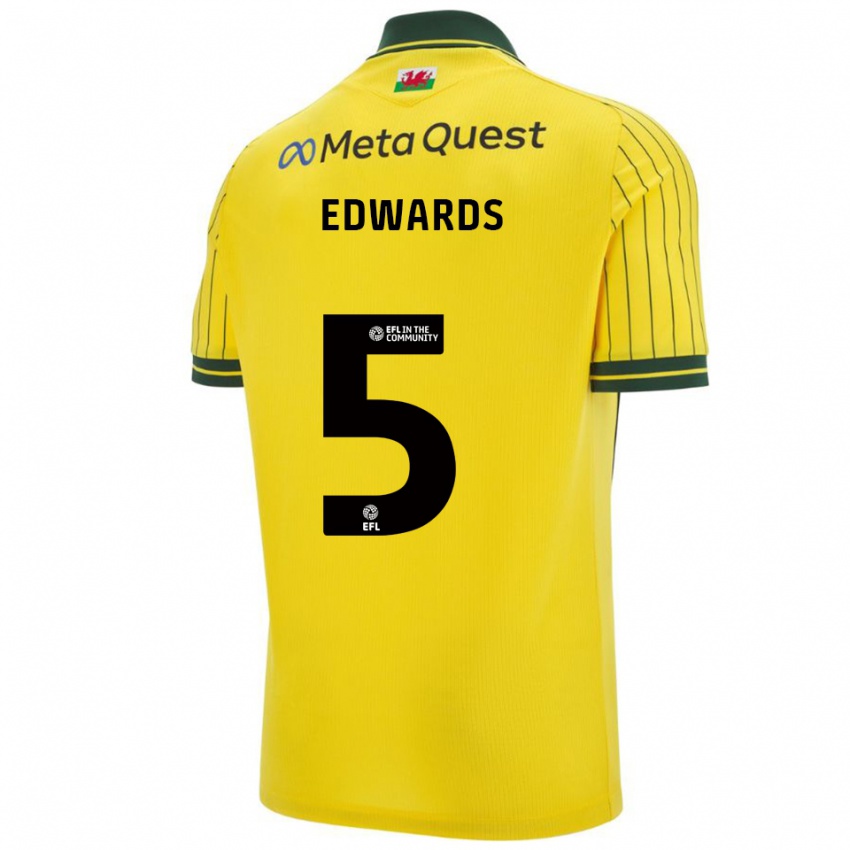 נשים Dafydd Edwards #5 צהוב ירוק הרחק ג'רזי 2025/26 חולצה קצרה