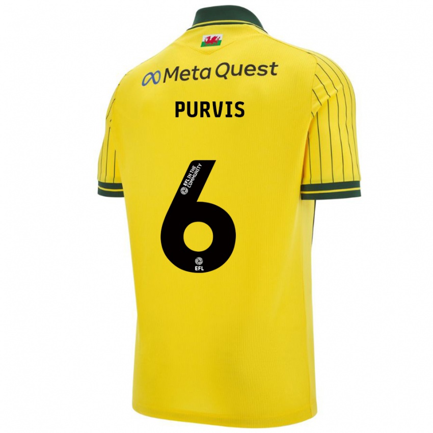 נשים Max Purvis #6 צהוב ירוק הרחק ג'רזי 2025/26 חולצה קצרה