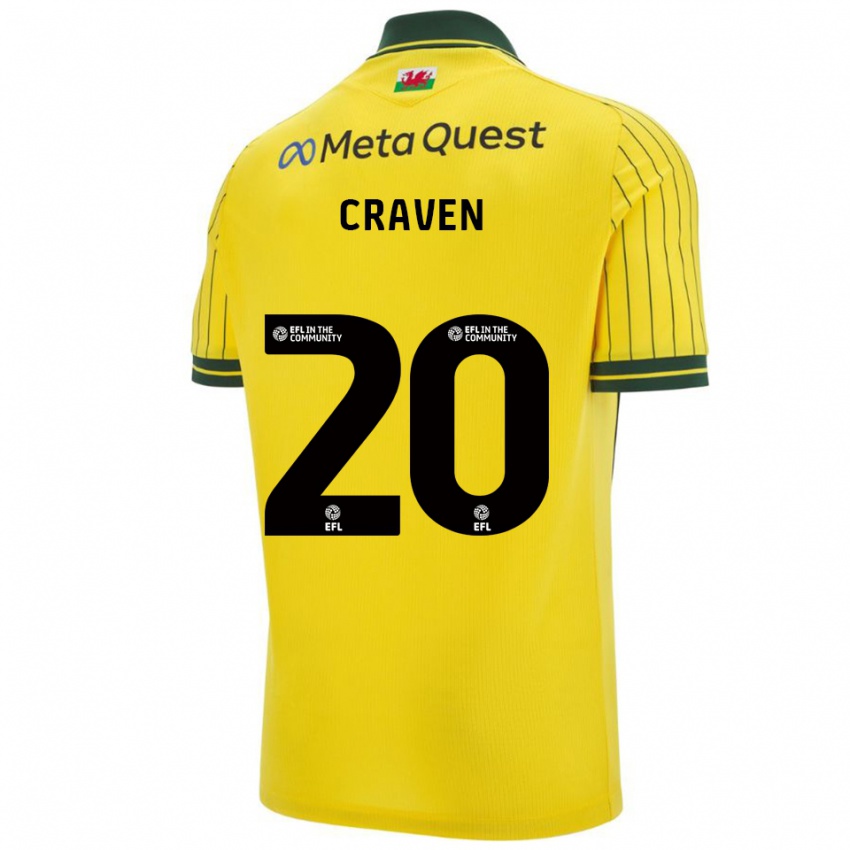 נשים Lizzie Craven #20 צהוב ירוק הרחק ג'רזי 2025/26 חולצה קצרה