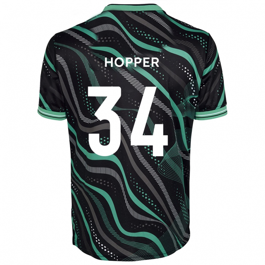 נשים דן הופר #34 שחור ירוק הרחק ג'רזי 2025/26 חולצה קצרה