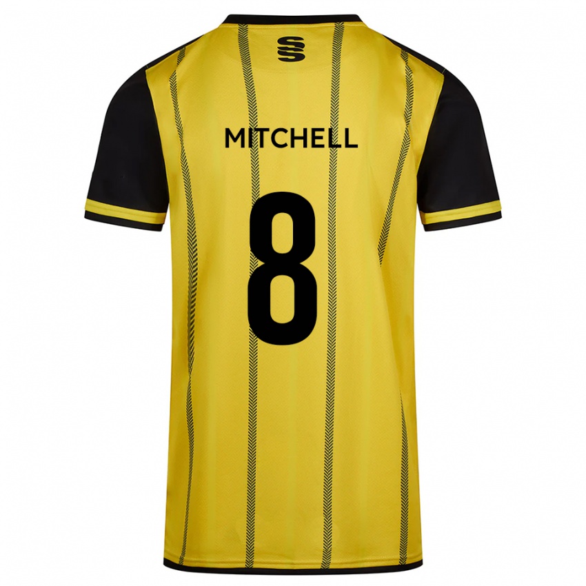 נשים Ethan Mitchell #8 צהוב שחור הרחק ג'רזי 2025/26 חולצה קצרה