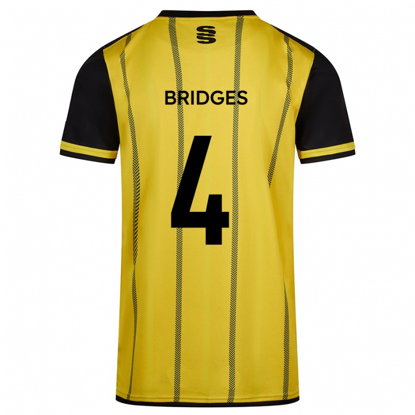 נשים Jacob Bridges #4 צהוב שחור הרחק ג'רזי 2025/26 חולצה קצרה