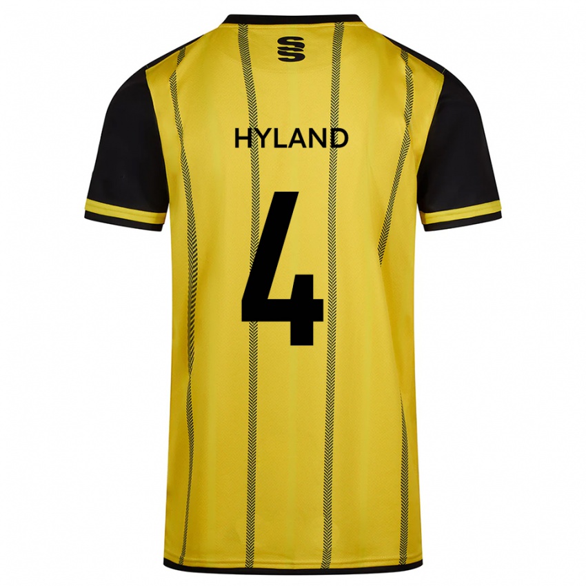 נשים Mia Hyland #4 צהוב שחור הרחק ג'רזי 2025/26 חולצה קצרה