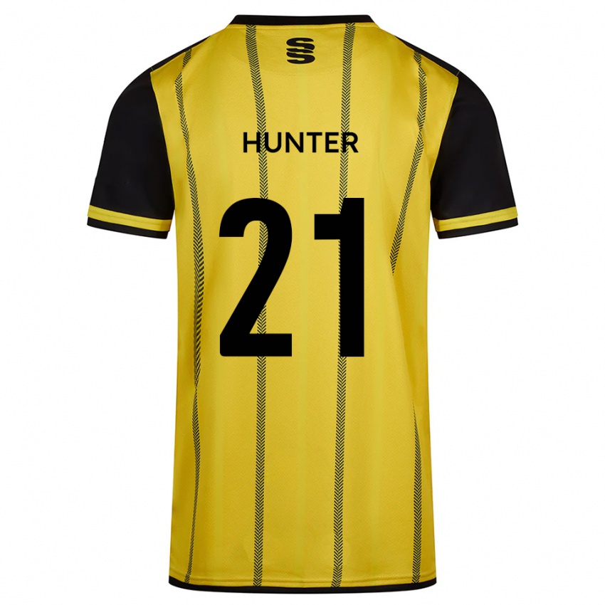 נשים Megan Hunter #21 צהוב שחור הרחק ג'רזי 2025/26 חולצה קצרה