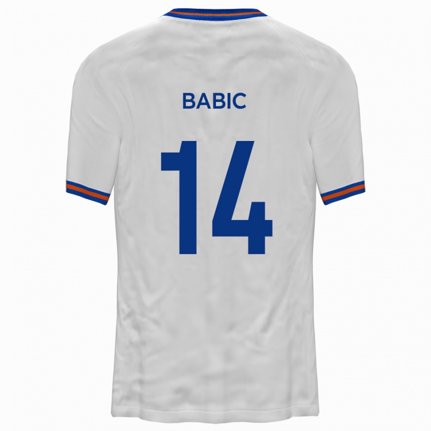 נשים Goran Babic #14 לבן כחול הרחק ג'רזי 2025/26 חולצה קצרה