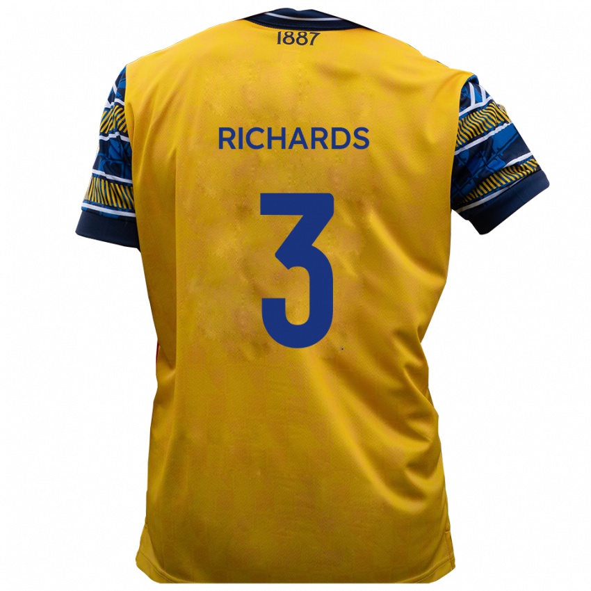 נשים קיילב ריצ'רדס #3 צהוב שחור הרחק ג'רזי 2025/26 חולצה קצרה
