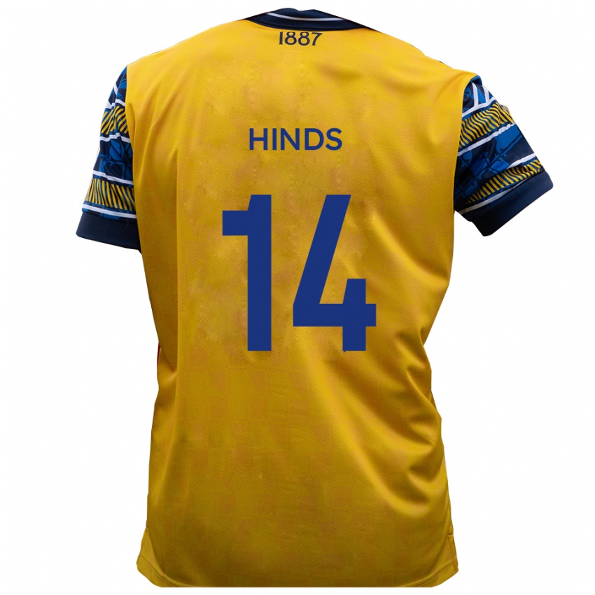 נשים Tariq Hinds #14 צהוב שחור הרחק ג'רזי 2025/26 חולצה קצרה