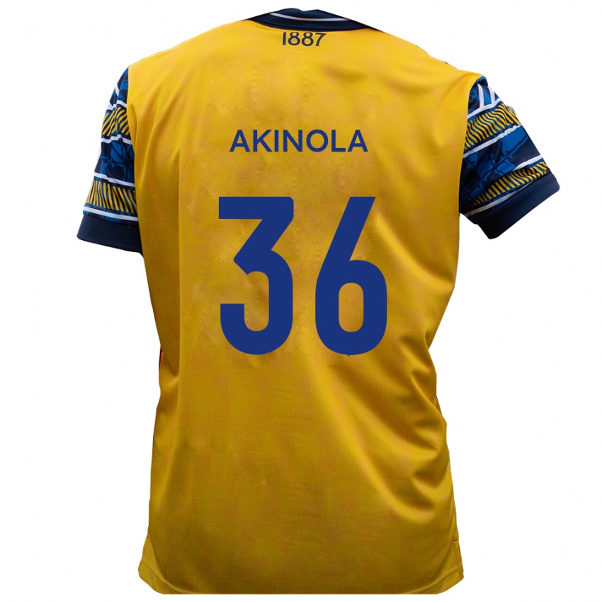 נשים טים אקינולה #36 צהוב שחור הרחק ג'רזי 2025/26 חולצה קצרה