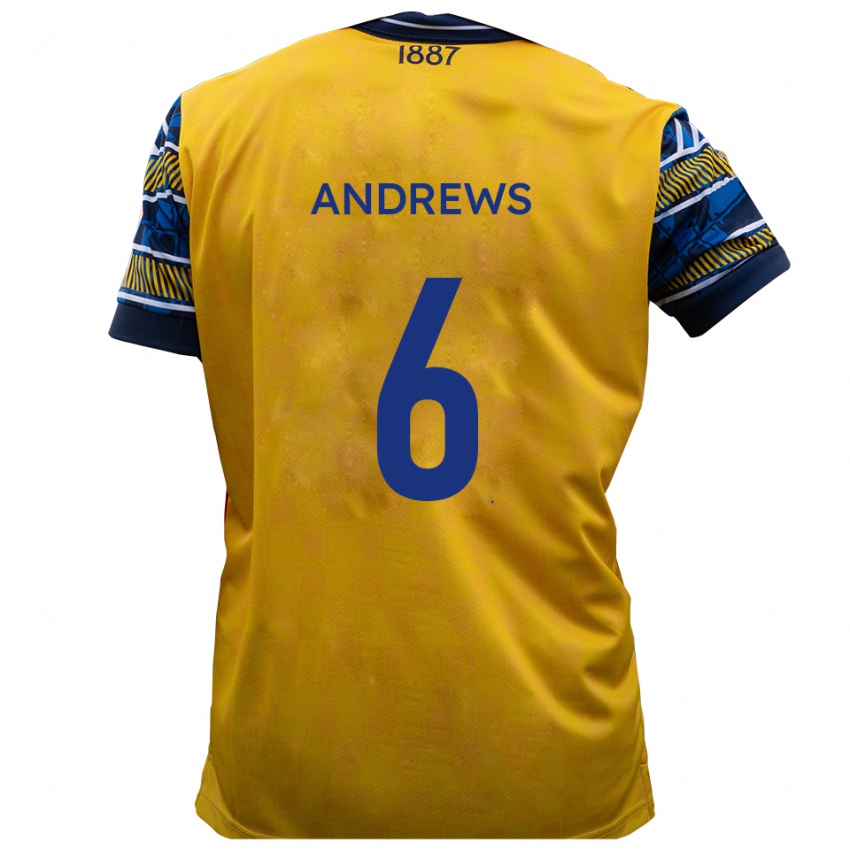 נשים Jamie Andrews #6 צהוב שחור הרחק ג'רזי 2025/26 חולצה קצרה