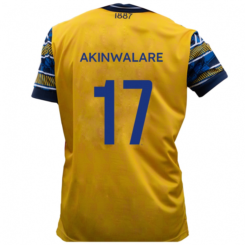 נשים Seyi Akinwalare #17 צהוב שחור הרחק ג'רזי 2025/26 חולצה קצרה