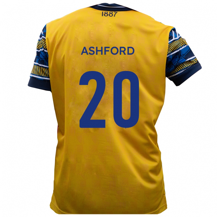 נשים סם אשפורד #20 צהוב שחור הרחק ג'רזי 2025/26 חולצה קצרה