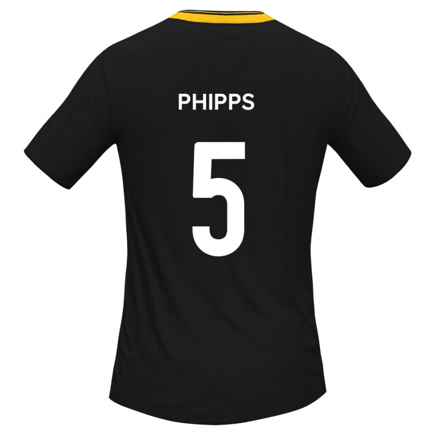 נשים Harry Phipps #5 שחור צהוב הרחק ג'רזי 2025/26 חולצה קצרה