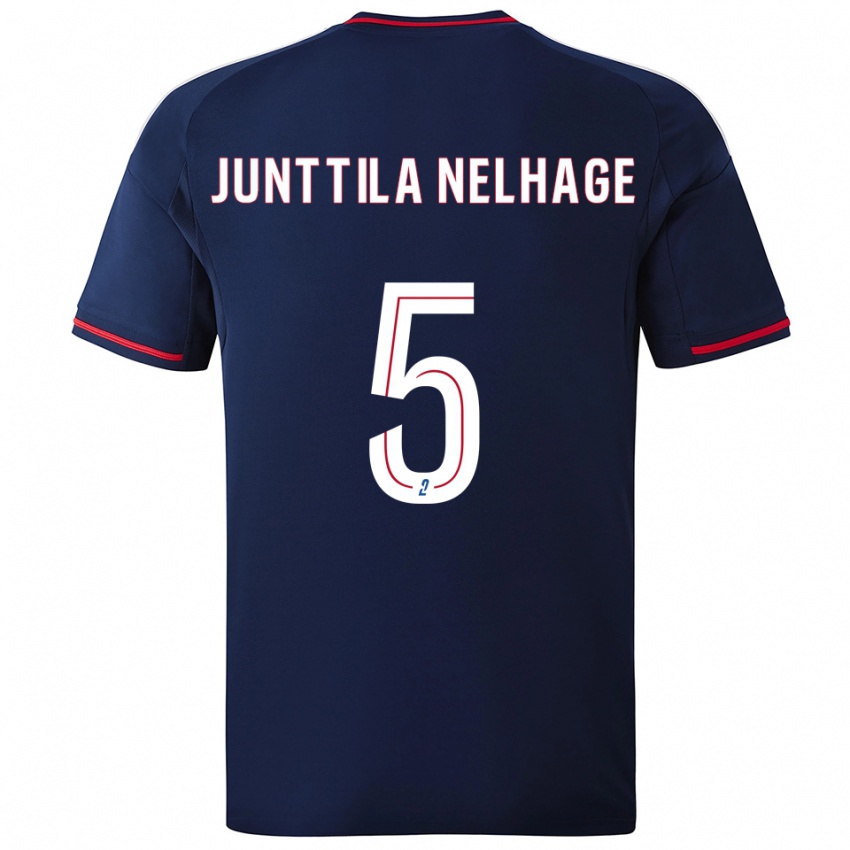 נשים Elma Junttila Nelhage #5 כחול נייבי אדום הרחק ג'רזי 2025/26 חולצה קצרה