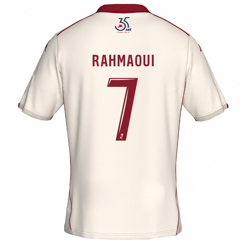 נשים Yazid Rahmaoui #7 לבן בורדו הרחק ג'רזי 2025/26 חולצה קצרה