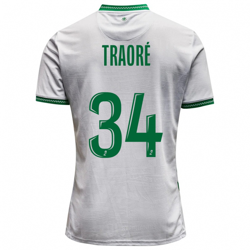 נשים לסאנה טראורה #34 לבן ירוק הרחק ג'רזי 2025/26 חולצה קצרה