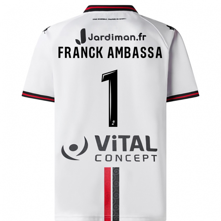 נשים Gaspard Franck Ambassa #1 לבן אדום הרחק ג'רזי 2025/26 חולצה קצרה