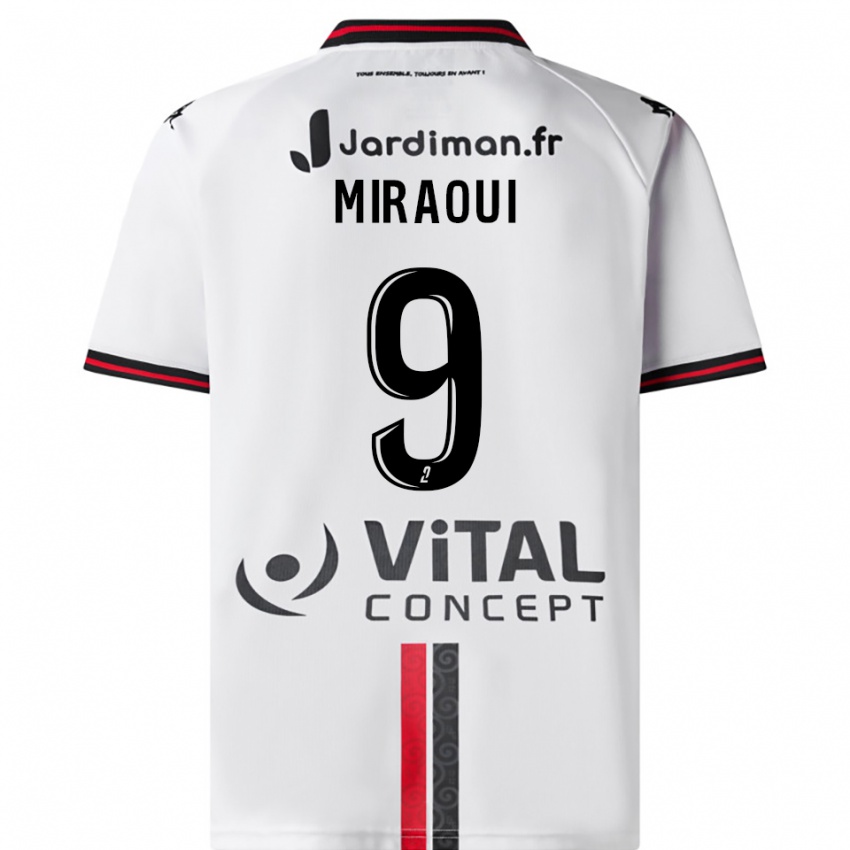 נשים Ilias Miraoui #9 לבן אדום הרחק ג'רזי 2025/26 חולצה קצרה