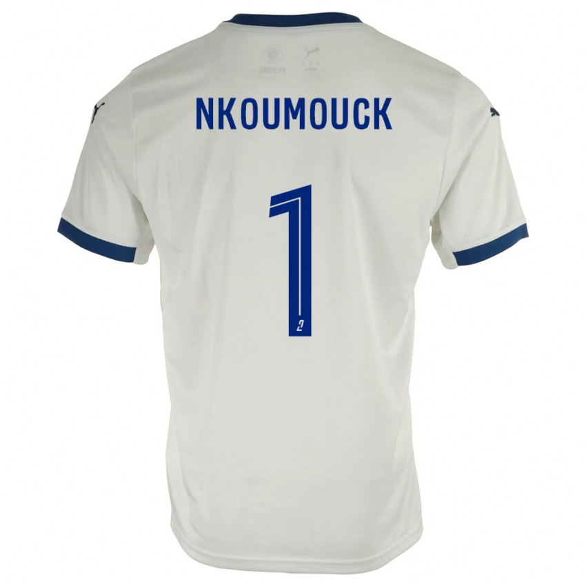 נשים Marc-Anthony Nkoumouck #1 לבן כחול הרחק ג'רזי 2025/26 חולצה קצרה