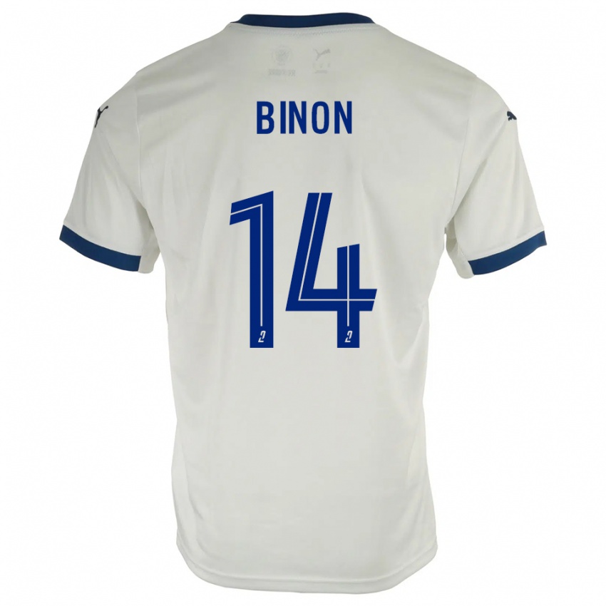 נשים Théo Binon #14 לבן כחול הרחק ג'רזי 2025/26 חולצה קצרה